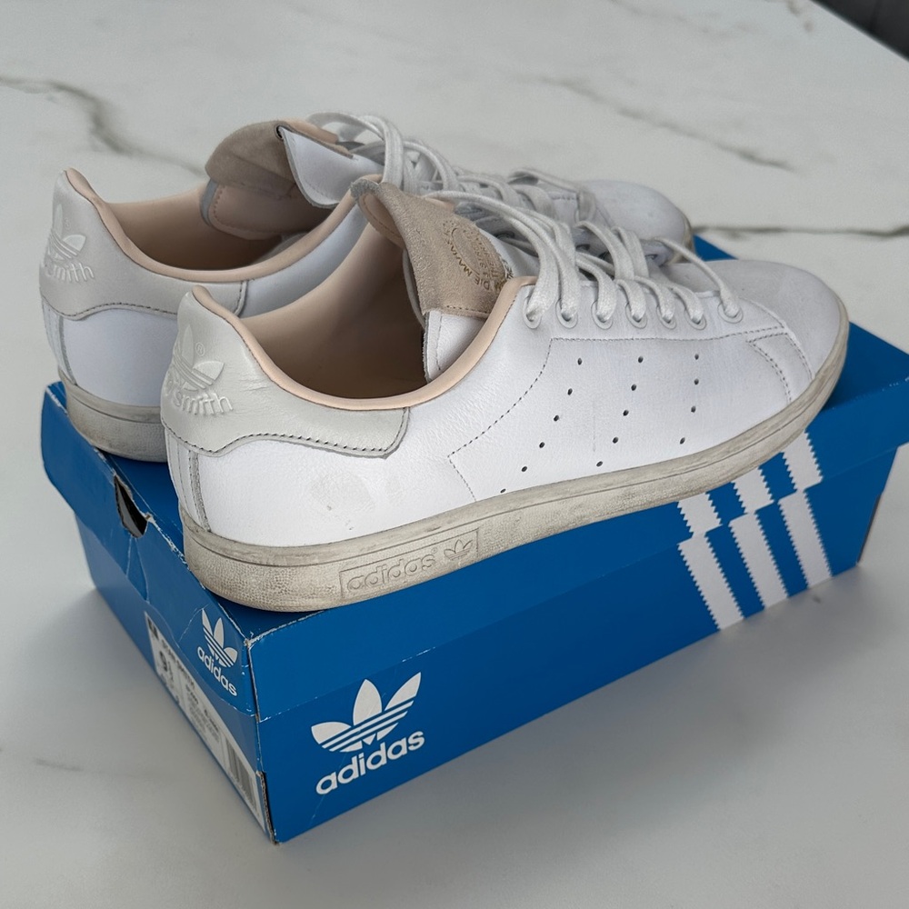adidas White and Cream Stan Smith Sneakers